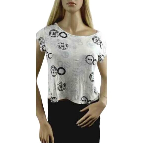 Vintage Y2K Zara Printed Slouchy Semi Cropped Short Sleeve Top - Picture 2 of 8